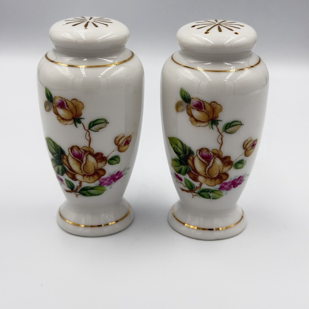 Vintage Lynmore Fine China Golden Rose Salt and Pepper Shakers